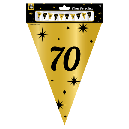 Vlaggenlijn 70 Jaar Goud Zwart 10m van Paper Dreams koop je bij Partywinkel