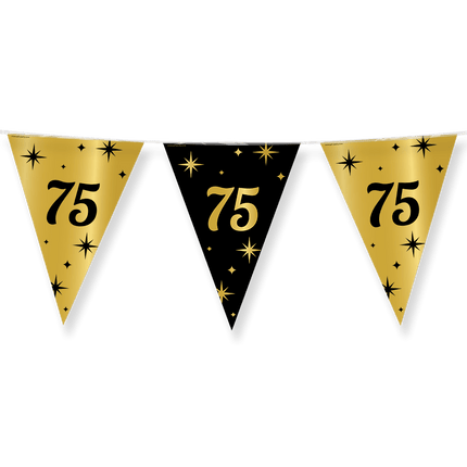 Vlaggenlijn 75 Jaar Goud Zwart 10m van Paper Dreams koop je bij Partywinkel