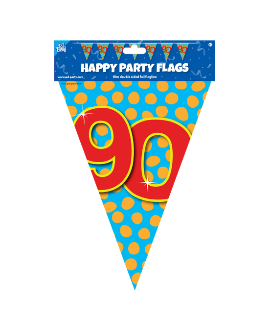 Vlaggenlijn 90 Jaar Gekleurd 10m van Paper Dreams koop je bij Partywinkel