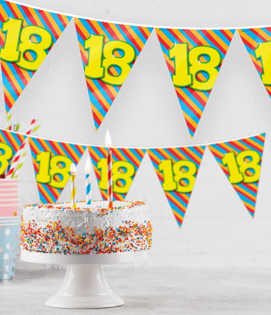 Vlaggenlijn 90 Jaar Gekleurd 10m van Paper Dreams koop je bij Partywinkel