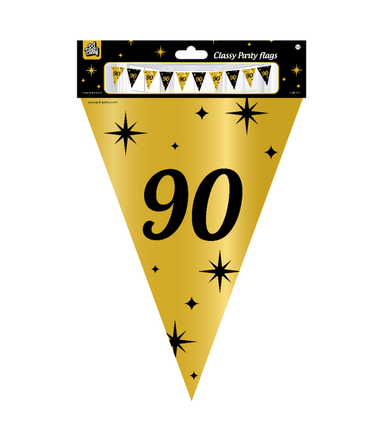 Vlaggenlijn 90 Jaar Goud Zwart 10m van Paper Dreams koop je bij Partywinkel