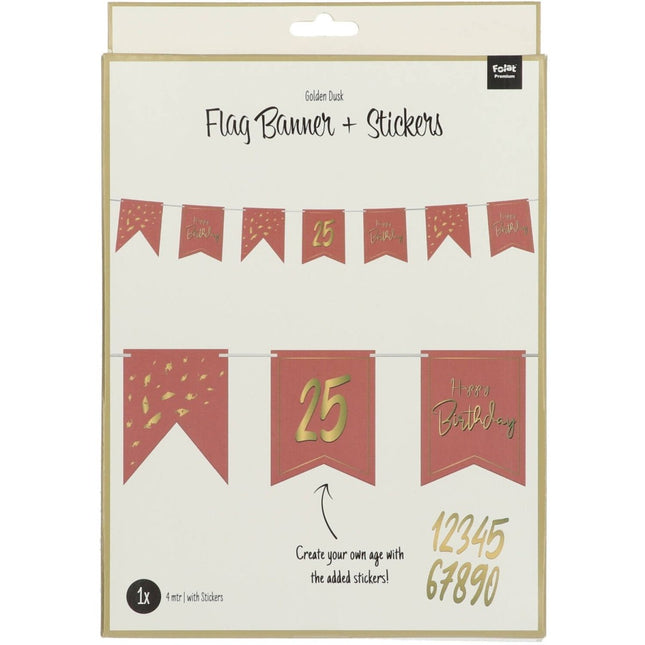 Vlaggenlijn DIY Leeftijd Golden Dusk - 4 meter van Folat koop je bij Partywinkel