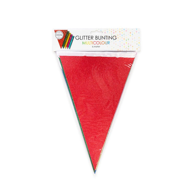 Vlaggenlijn Glitter Gekleurd 6m van WeFiesta koop je bij Partywinkel
