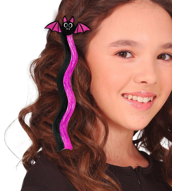 Vleermuis Hair Extension Zwart Paars 40cm van Fiestas Guirca koop je bij Partywinkel