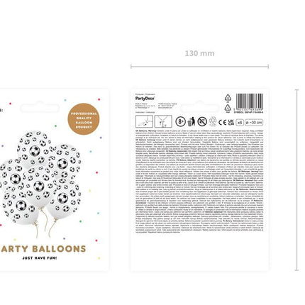 Voetbal Ballonnen Wit 30cm 6st van Partydeco koop je bij Partywinkel