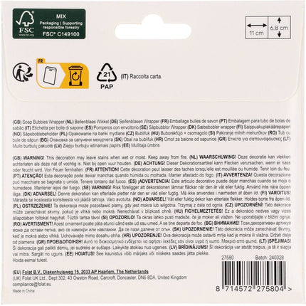 Voetbal Stickers Voor Bellenblaasflesjes 11cm 6st van Folat koop je bij Partywinkel