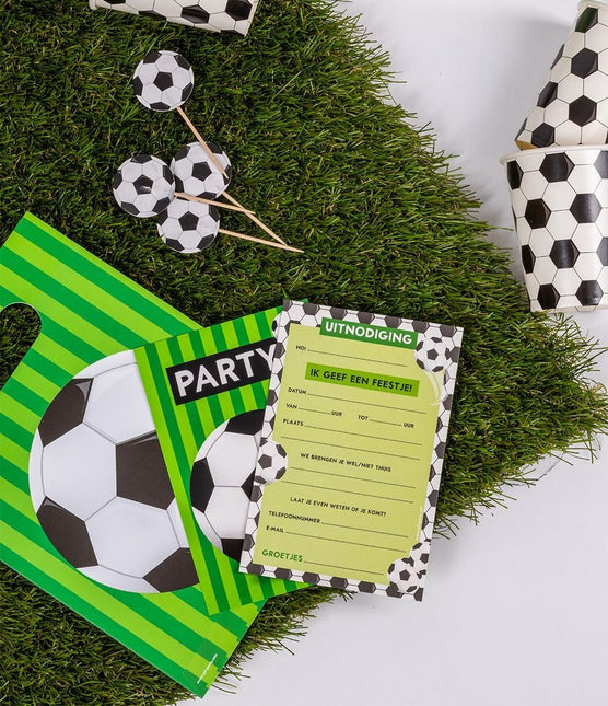 Voetbal Uitnodigingen Groen 6st van Paper Dreams koop je bij Partywinkel