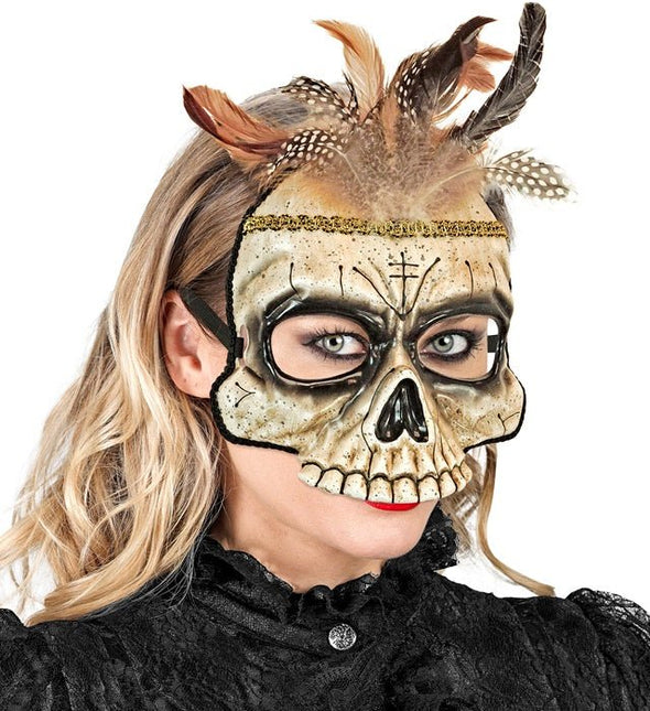 Voodoo Pop Masker Met Veren van Widmann koop je bij Partywinkel