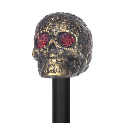 Zwart Gouden Wandelstok Doodshoofd van Wilbers & Wilbers koop je bij Partywinkel