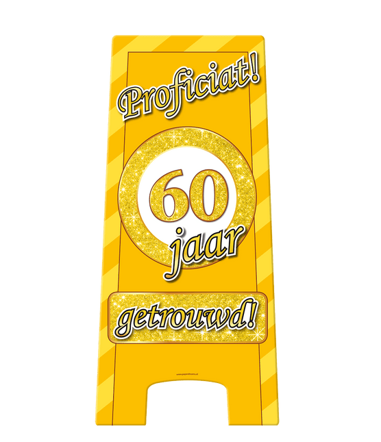 Warning Sign 60 Jaar Getrouwd 58cm van Paper Dreams koop je bij Partywinkel