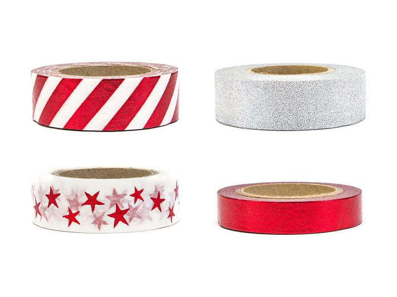 Washi Tape Kerst 10m 4st van Partydeco koop je bij Partywinkel