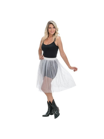 Witte Tule Rok Met Glitters Dames