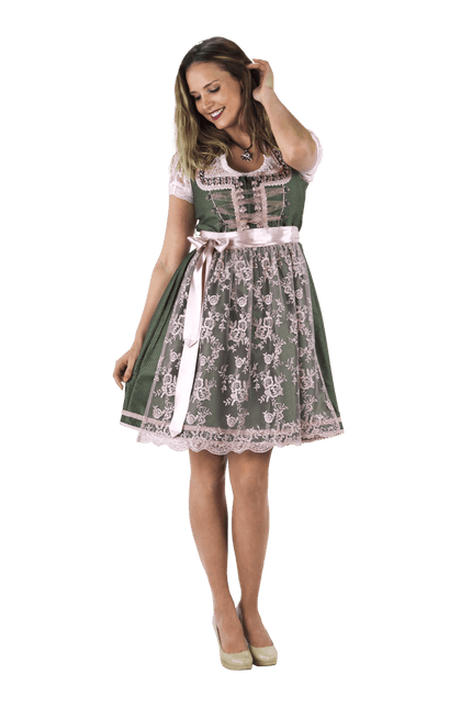 Wit Groene Dirndl Jurk Oktoberfest Dames 2 Delig van Haus Huberts koop je bij Partywinkel