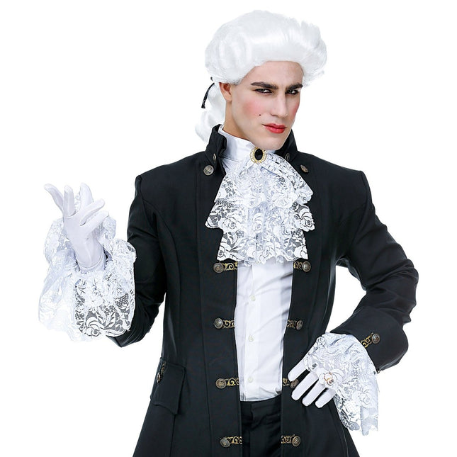 Witte Accessoireset Jabot Met Manchetten 2 delig van Widmann koop je bij Partywinkel