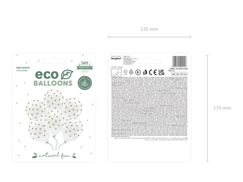 Witte Ballonnen Gouden Sterren 33cm 6st van Partydeco koop je bij Partywinkel