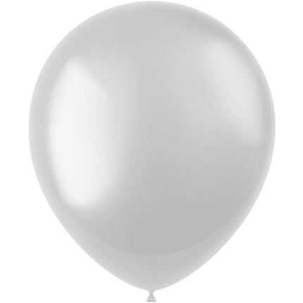 Witte Ballonnen Metallic Pearl White 33cm 100st van Folat koop je bij Partywinkel