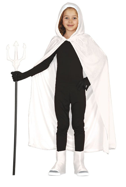 Witte Cape Kind Met Capuchon 1m van Fiestas Guirca koop je bij Partywinkel