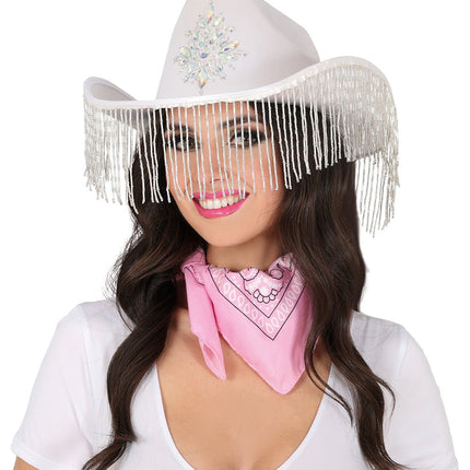 Witte Cowboyhoed met franjes van Fiestas Guirca koop je bij Partywinkel