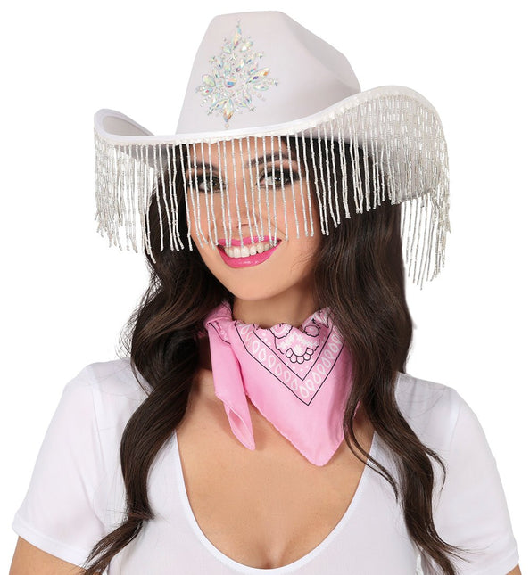 Witte Cowboyhoed met franjes van Fiestas Guirca koop je bij Partywinkel