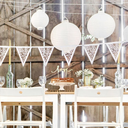 Witte Lampion Rond met lampje 30cm van Partydeco koop je bij Partywinkel