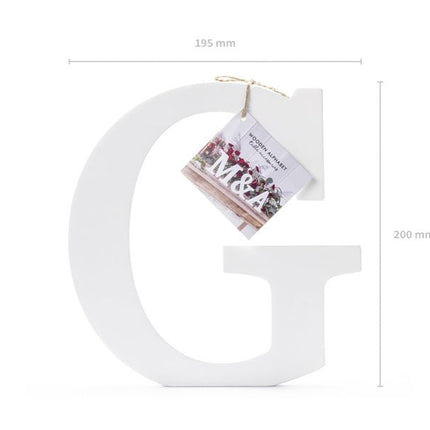 Witte Letter G Hout 20cm van Partydeco koop je bij Partywinkel