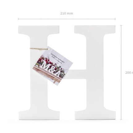 Witte Letter H Hout 21cm van Partydeco koop je bij Partywinkel