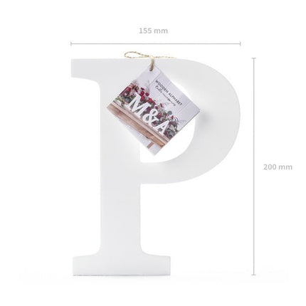 Witte Letter P Hout 20cm van Partydeco koop je bij Partywinkel