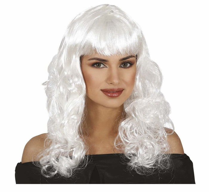 Witte Pruik Krullen van Fiestas Guirca koop je bij Partywinkel