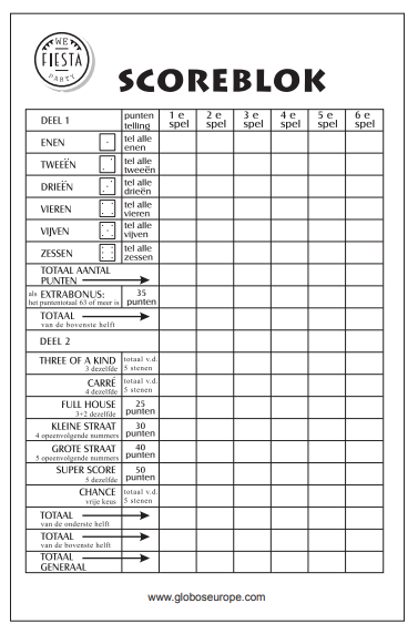 Yahtzee Scoreblok 14,5cm 250 pagina's van WeFiesta koop je bij Partywinkel