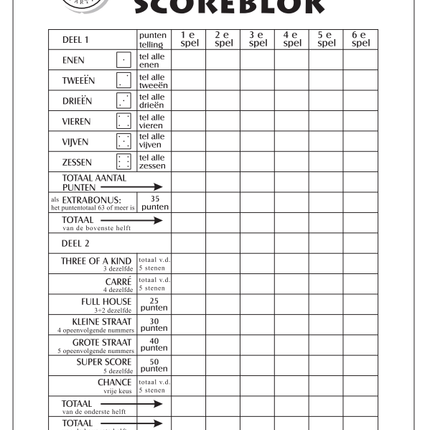 Yahtzee Scoreblok 21cm 50 pagina's van WeFiesta koop je bij Partywinkel
