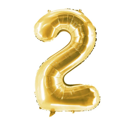 2 Jaar Cijfer Ballon Goud Leeg 1m