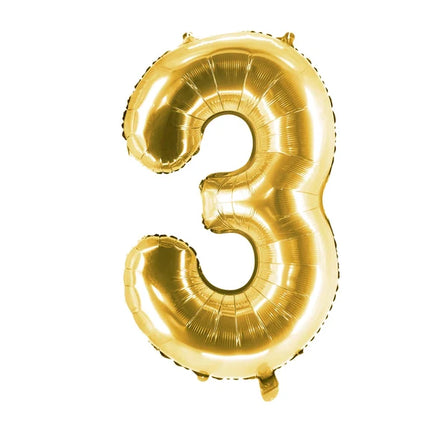 3 Jaar Cijfer Ballon Goud Leeg 1m