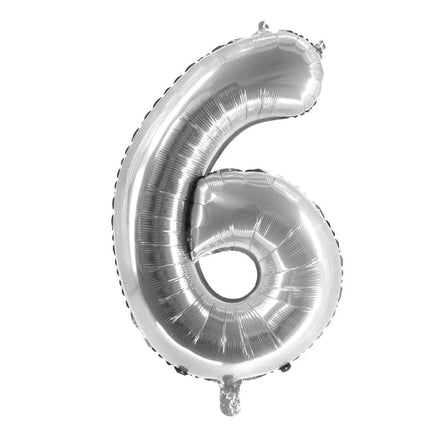 6 Jaar Cijfer Ballon Zilver Leeg 1m