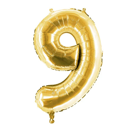 9 Jaar Cijfer Ballon Goud 1m Leeg