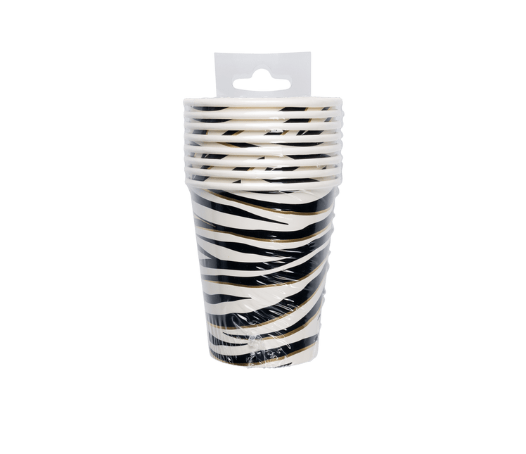 Zebra Bekers 9cm 8st van Paper Dreams koop je bij Partywinkel
