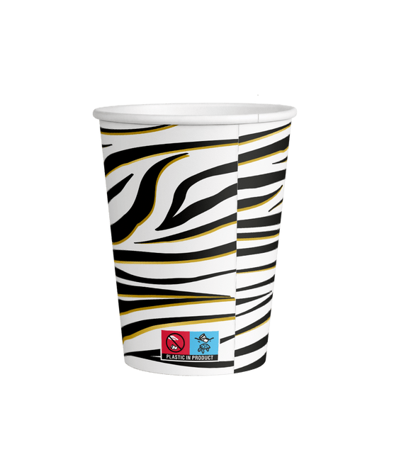 Zebra Bekers 9cm 8st van Paper Dreams koop je bij Partywinkel
