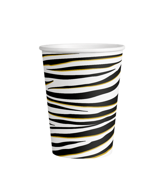 Zebra Bekers 9cm 8st van Paper Dreams koop je bij Partywinkel