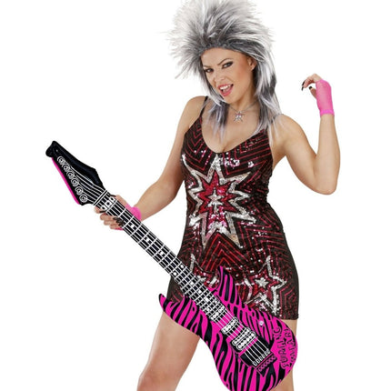 Zebra Nep Gitaar Roze Opblaasbaar 1,05m van Widmann koop je bij Partywinkel