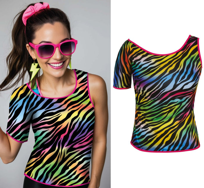 Zebra Shirt Gekleurd Dames van Fiestas Guirca koop je bij Partywinkel