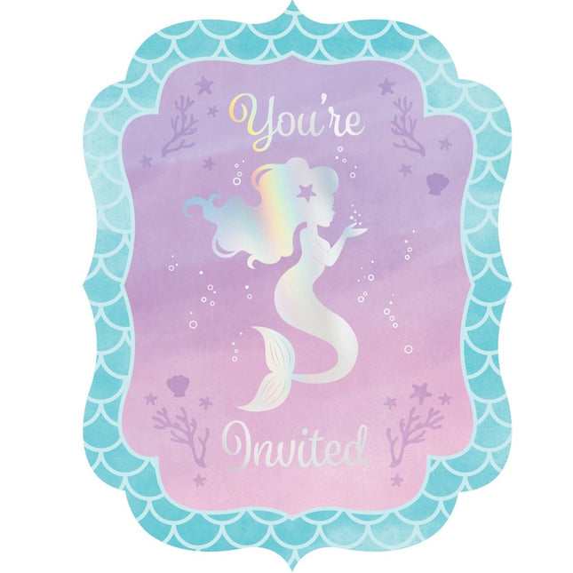 Zeemeermin Uitnodigingen 8st van Creative Converting koop je bij Partywinkel