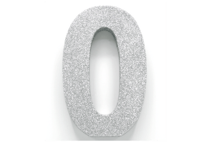 Zilver Tafeldecoratie Cijfer 0 Glitter 20,5cm van WeFiesta koop je bij Partywinkel