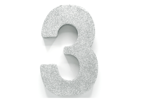 Zilver Tafeldecoratie Cijfer 3 Glitter 20,5cm van WeFiesta koop je bij Partywinkel