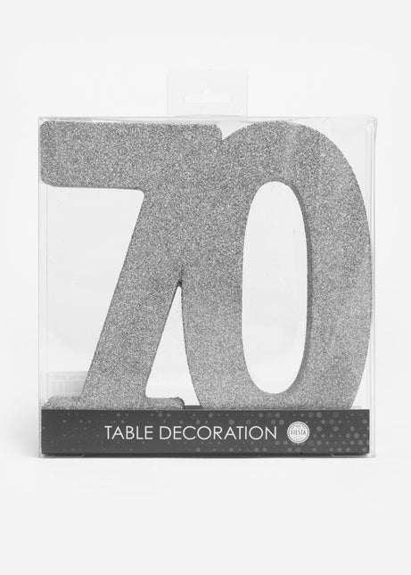 Zilver Tafeldecoratie Cijfer 70 Glitter 20,5cm van WeFiesta koop je bij Partywinkel