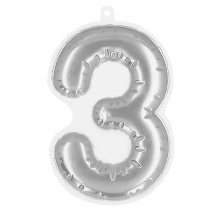 Zilveren 3 Jaar Stickers Folieballon 20cm van Boland koop je bij Partywinkel
