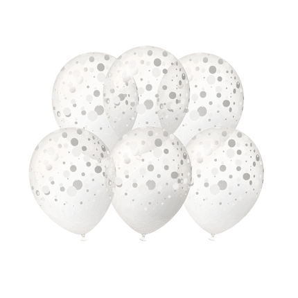 Zilveren Ballonnen Stippen 30cm 6st van Paper Dreams koop je bij Partywinkel