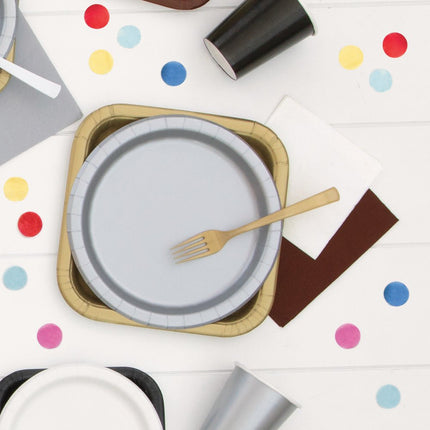 Zilveren Borden Rond 23cm 16st van Unique koop je bij Partywinkel