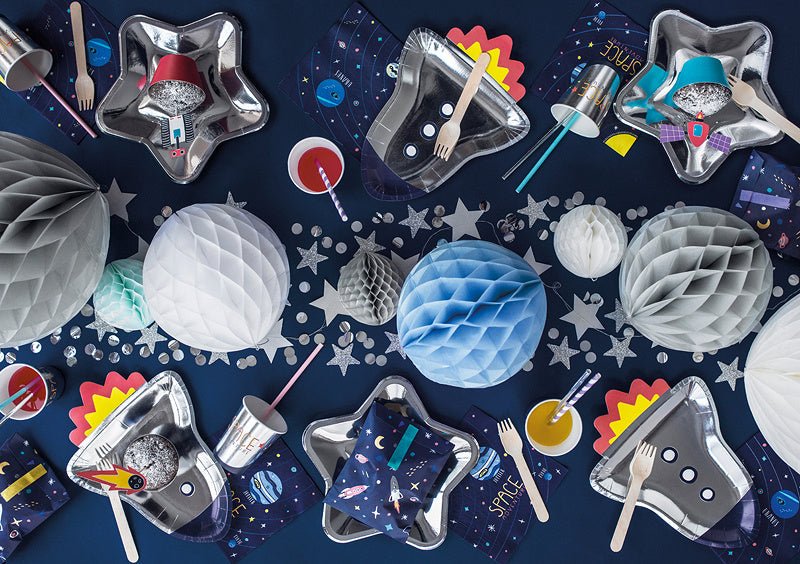 Zilveren Borden Ster 23cm 6st van Partydeco koop je bij Partywinkel