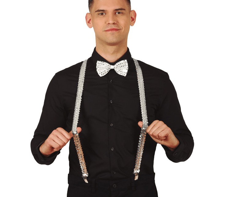 Zilveren Bretels Pailletten Heren 72cm van Fiestas Guirca koop je bij Partywinkel