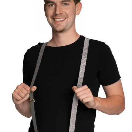 Zilveren Bretels Shiny 2,5cm van Partychimp koop je bij Partywinkel