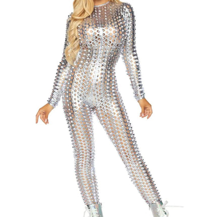 Zilveren Catsuit Dames Leg Avenue van Leg Avenue koop je bij Partywinkel